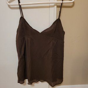 THEORY "JAI" COTTON CAMISOLE TANK - BROWN - M